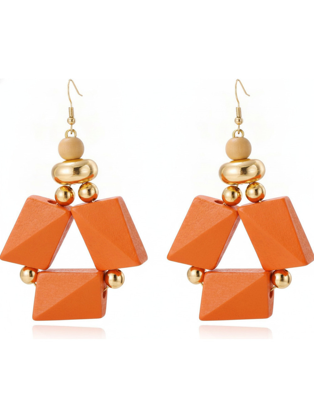 Coiris Wooden Dangle Earrings Women, Boho Irregular Beaded Western Style,orange